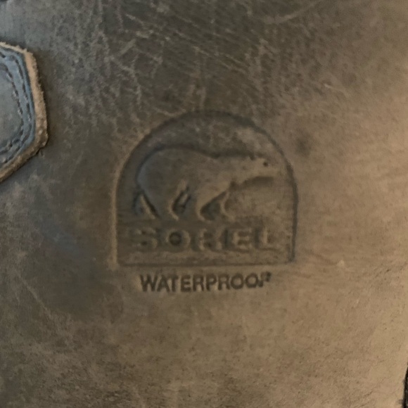 Sorel Women Gray/Navy Leather Ankle Duck Boots - Picture 3 of 4